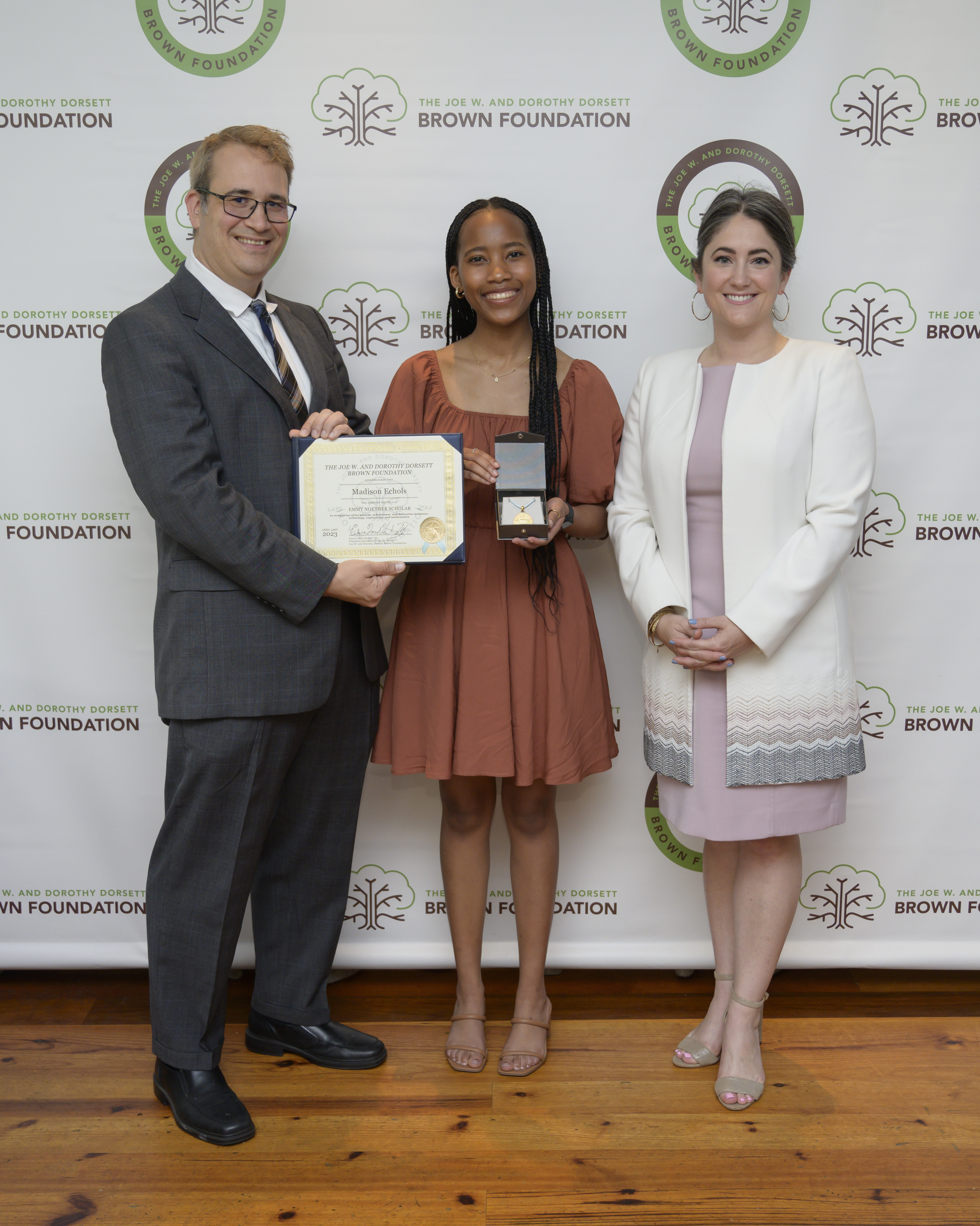 E.F. Hunter III, Madison Echols, Community Foundation of Acadiana President & CEO Missy Bienvenu Andrade 